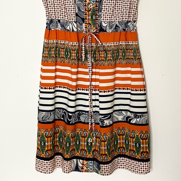 Miss Sixty M60 Graphic Color Block Sleeveless Collared Dress Size 10 - Picture 4 of 12